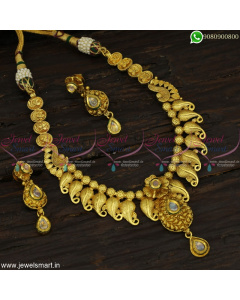 Immaculate One Gram Gold Jewellery Latest Premium Antique Necklace Set Online NL22848