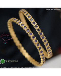 Impon Panchaloha Bangles with CZ Stones and Thick Gold Plated Finish B27392