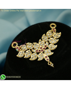 Impon Pendant Designs: Leaf Design Handmade South Indian Thick Metal Gold-Plated Jewellery P26448