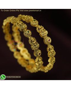 Exquisite Traditional Gold Bangles - Indian Temple Jewelry at Wholesale Prices, Timeless Elegance B26320