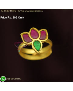Elegance Redefined: Jadau Kundan Gold Plated Adjustable Finger Rings F26290