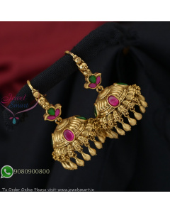 Traditional Gold Plated Jadau Kundan Hook Jhumka Earrings – Pink & Green Stone Design J27367