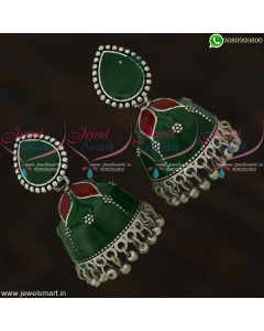 Jaipur Jhumkas Meenakari Fashion Earrings Oxidised Jewellery Silver Plated J22121