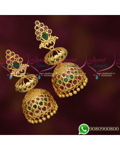 Jimikki Kammal Fascinating Gold Jhumka Design Bridal Long Earrings J19301A