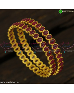 Kal Valayal Models Latest Antique Gold Bangles Design Kemp Stone B22896