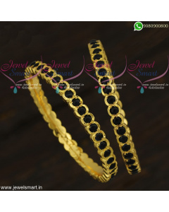 Kemp Bangles Online South Indian Getti Valayal Sapphire Blue Stones  B21924