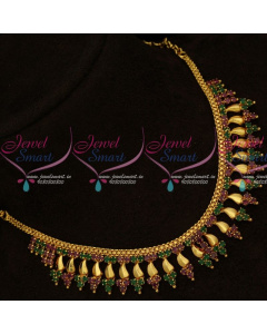 Kerala Style Fashion Jewellery Arumbu Necklace Design Gold Plated NL15696A