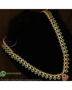 Kerala Style Palakka Long Necklace | 21 Side Pendants Haram | South Indian Traditional Gold Plated Jewellery NL29346