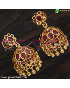 Kudai Jimikki Gold Traditional Stone Jhumka Earrings Online Push Light Weight J24877