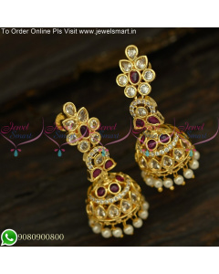 Kundan Style Layer Jhumka Earrings Long Size Gold Covering J25124
