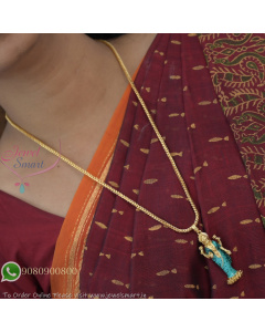 Lakshmi Devi Pendant Gold Plated Long Chain Necklace | Traditional South Indian Jewellery NL27313