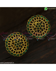 Latest Antique Thodu Kammal Models Colour Kemp Stones Ear Studs Online ER23019