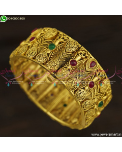 Lavish Broad Antique Kada Bangles One Gram Gold Plated Premium Jewellery Online