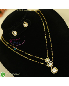 Layered Chain Necklace with Moissanite Stones | Antique Gold Trending Jewelry Designs NL26817