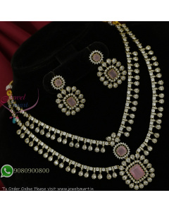 Layered Necklace Set with CZ Stone Centerpiece – Color Options Available NL27342