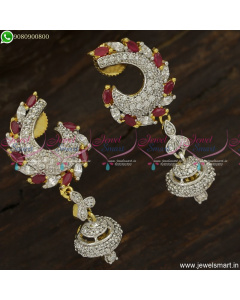 Light Weight Diamond Earrings Design Ruby White Dazzling Imitation Jewellery ER23755