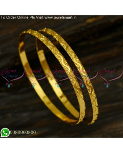 Thin Light Weight Gold Design Baby Bangles for Regular Wear Smooth B25214