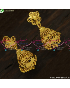 Light Weight Gold Jimikki Kammal Design Screwback Covering Jewellery J23899