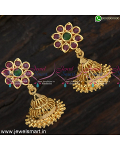Low Price Dazzling Gold Design Traditional Jhumka Earrings Online J24881
