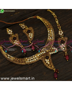 Low Price Designer Necklace Set With Maang Tikka and Earrings NL24086