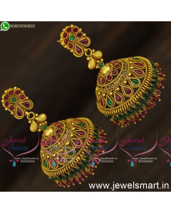 Marvelous Heavy Designer Jhumka Earrings Most Popular Gold Design Crystal Twin