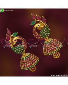 Mayil Jhumka Earrings Uncommon Jimikki Kammal Marquise Stones Jewellery J20053