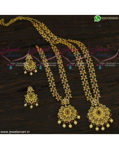 Mini Bridal Jewellery Set AD Stones Short Necklace Long Haram Combo Long Lasting Life