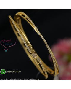 Slim CZ Gold Plated Bangles with Baguette Stones – Modern Minimalist Real Look Jewellery B27321
