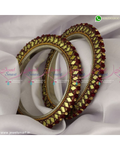Mirror Work Fancy Lac Bangles Floral Design Dress Matching Collections B23379