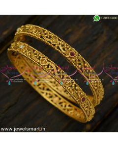 Modern Antique Gold Bangles Designs Matte Look Fashion Jewellery B25057