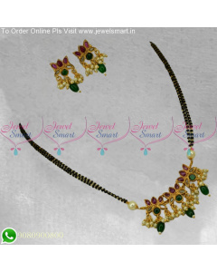 Kasu Nalla Pusalu 4 Line Short Mangalsutra Traditional Indian Jewellery M25417