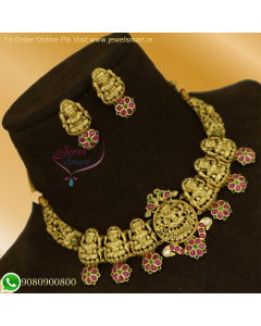 Elegant Nagas Temple Jewellery Set - South Indian Traditional Collection with Antique Dull Gold Finish NL26326