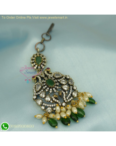  New Victorian Collection: Oxidized Bridal Maang Tikka - Exquisite Bridal Jewelry M26194