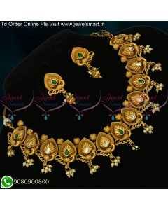 Delightful Peacock Spreading Feathers Soft Gold Necklace Designs For Marriage NL24065