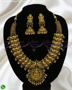 Gold look like Temple Jewellery- medium necklace broad and heavy NL25055