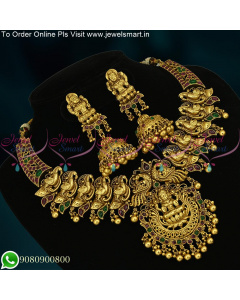 Gorgeous Temple Jewellery Sets With Big Jhumka Earrings Antique Gold Tone NL25068