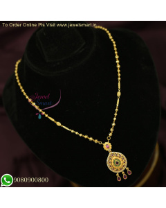 Elegant One Gram Gold Beads Necklace with Small Pendant | Casual & Regular Wear Jewelry NL26464