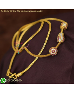One Gram Gold Chains with Stone Ball Mugappu - Trending Diamond Look Jewelry C26541