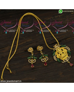 One Gram Gold Meenakari Dollar Chain Designs 18 Inches CZ Jewellery Online PS23878