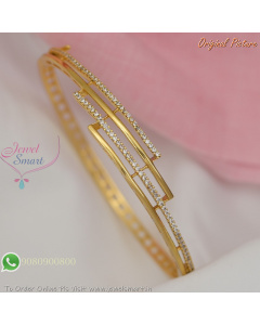 Openable Gold Plated CZ Stone Bracelet with Modern Geometric Design for Women B29320