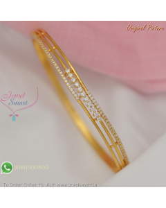 Openable Gold Plated CZ Stone Bracelet with Modern Geometric Design for Women B29321