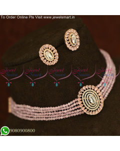 Oval Locket 5 Strand Cystal Choker Designs Set Attractive Colours NL25592