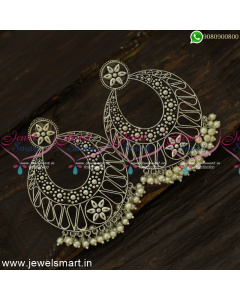 Oxidised Jewellery Silver Chandbali Earrings Fashion Wear Collections Online ER24708