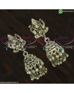 Lord Ganesha Silver Oxidised Temple Jewellery Jhumka Earrings Online
