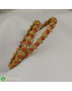 Pavalam Coral Bangles – Antique Gold Finish Traditional Jewelry B26909