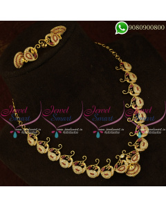 Peacock Jewellery Set Gold Plated Jhumka Designs Shop Online NL20857