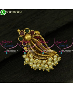 Pearl Finger Rings Designs Latest Antique Gold Plated Imitation Jewellery Online F20995