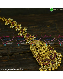 Pearl and Golden Beads Kemp Maang Tikka Imposing Temple Nethichutti T25039