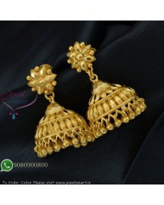 Forming Gold Jhumka Earrings – Real Gold Look, Lightweight, Screw Back, 35mm Height J27371
