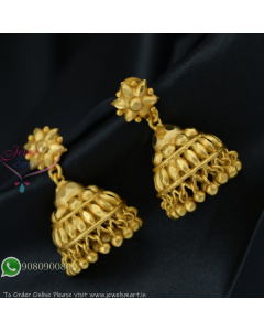 Forming Gold Jhumka Earrings – Real Gold Look, Lightweight, Screw Back, 35mm Height J27370